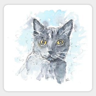 Russian Blue cat painting Sticker